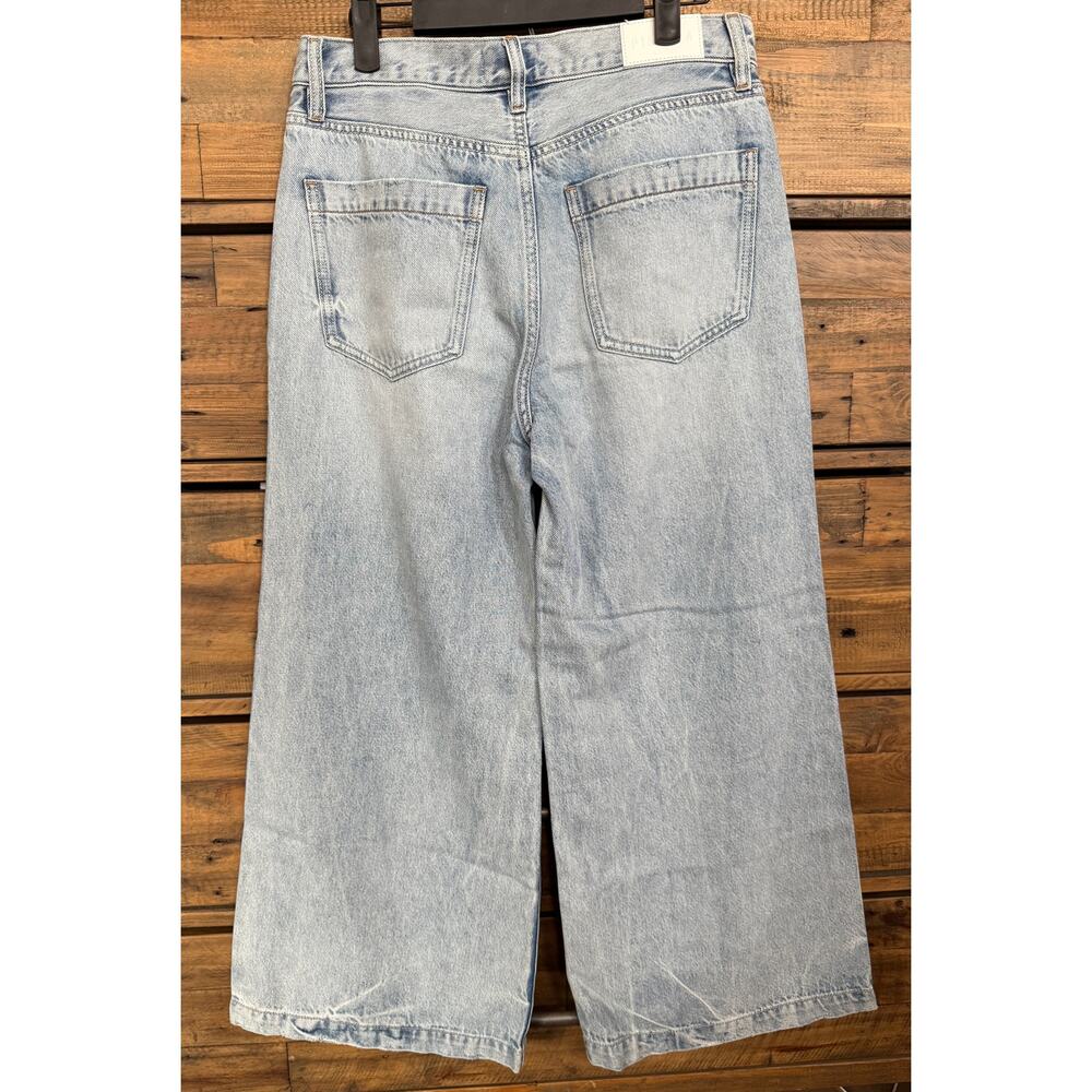 PISTOLA Women's Light Wash Wide Leg High Rise Crop Denim Jeans Sz 26 - Picture 2 of 8